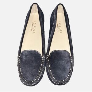 NWOT TALBOTS Women's Blue Suede Genuine Leather Slip On Loafers